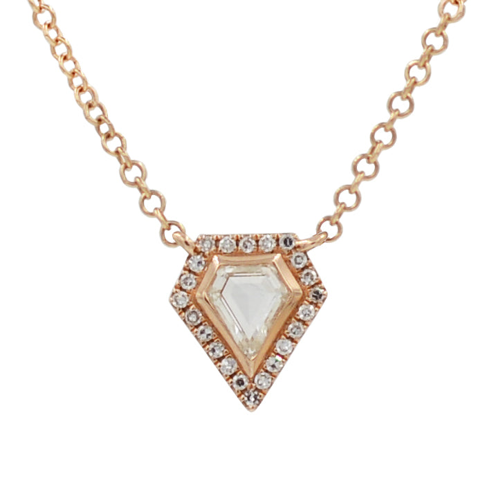 Rose Cut Diamond Kite Necklace Rose Gold