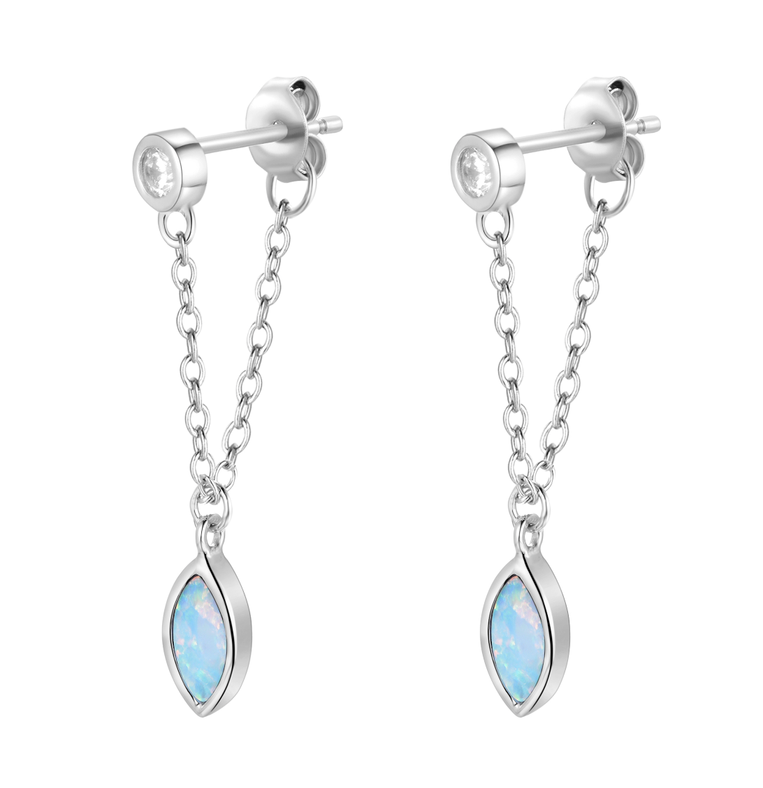 Sterling Silver White Created Opal Earrings. Wholesale 