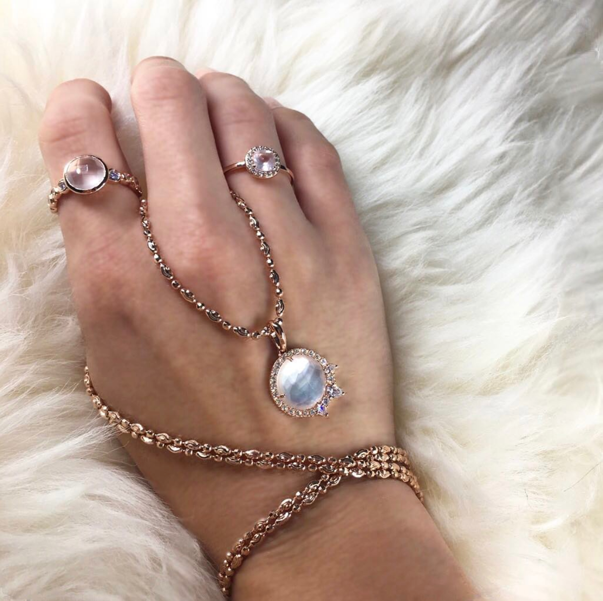 Mini Rose Quartz Pave Ring