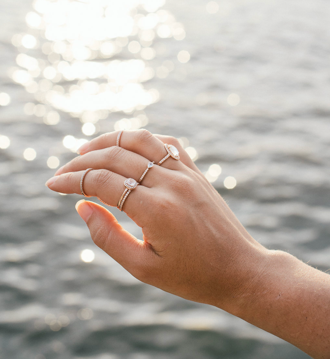 Mini Rose Quartz Pave Ring