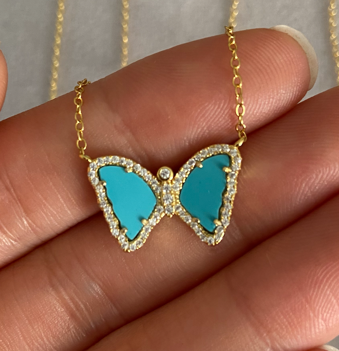 925 Sterling Silver Enameled Butterfly Necklace in Blue Colour Animal  Pendant Christmas Gift Insect Jewelry Blue Butterfly Charm - Etsy