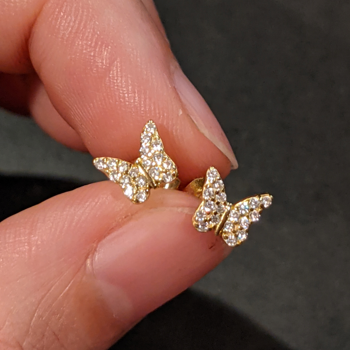 Butterfly Stud Earrings with Crystals