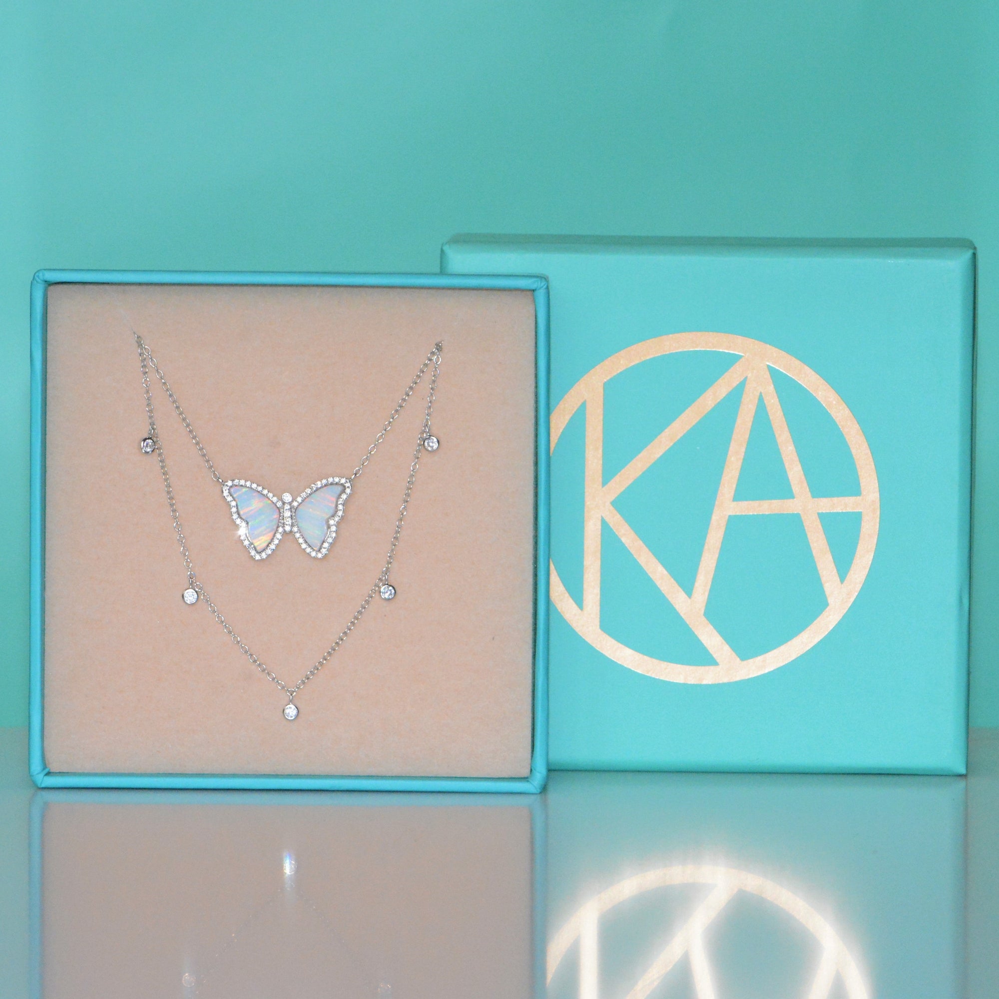 Gift Set | Opal Butterfly Necklace + Silver Choker