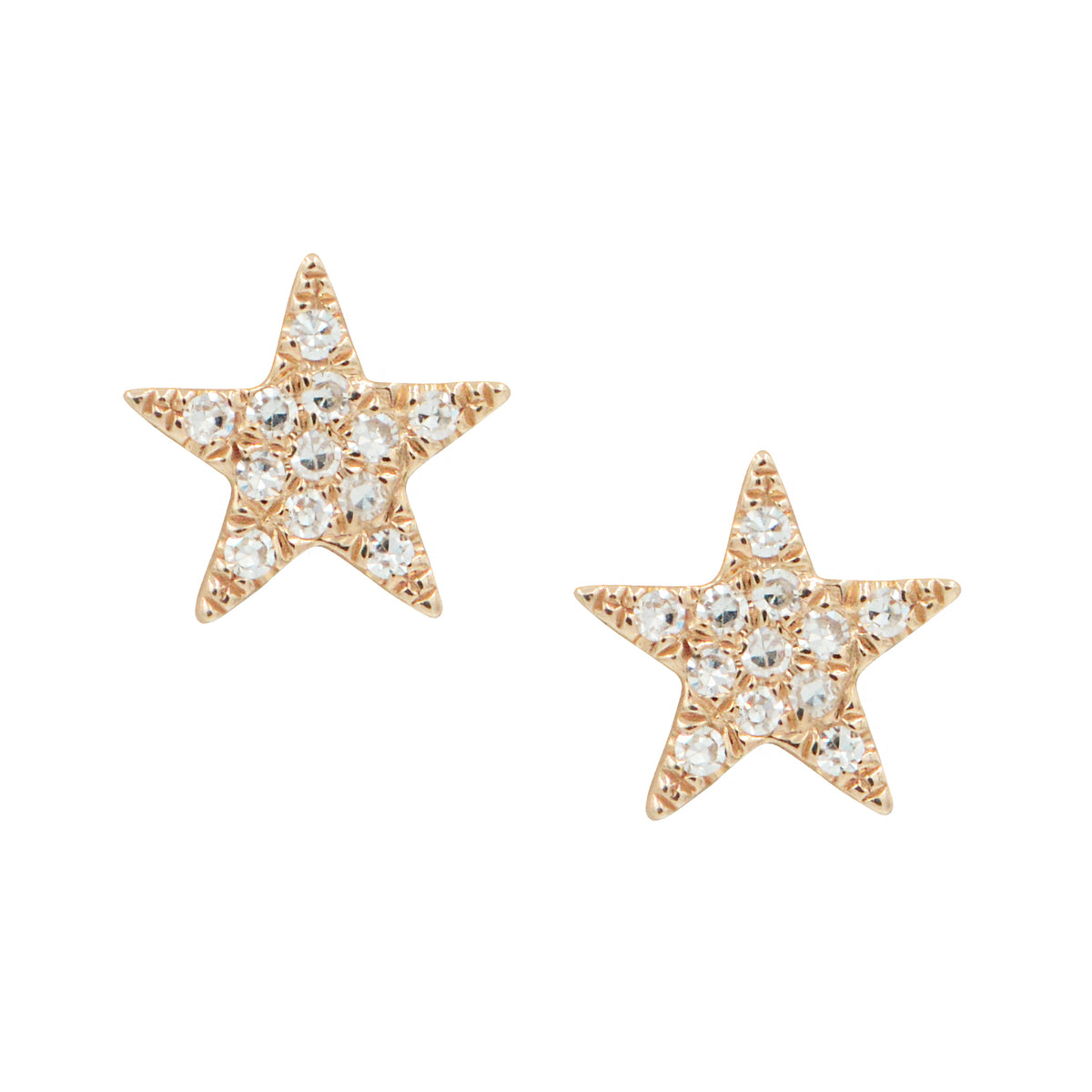 Star diamond stud earrings 14k rose gold