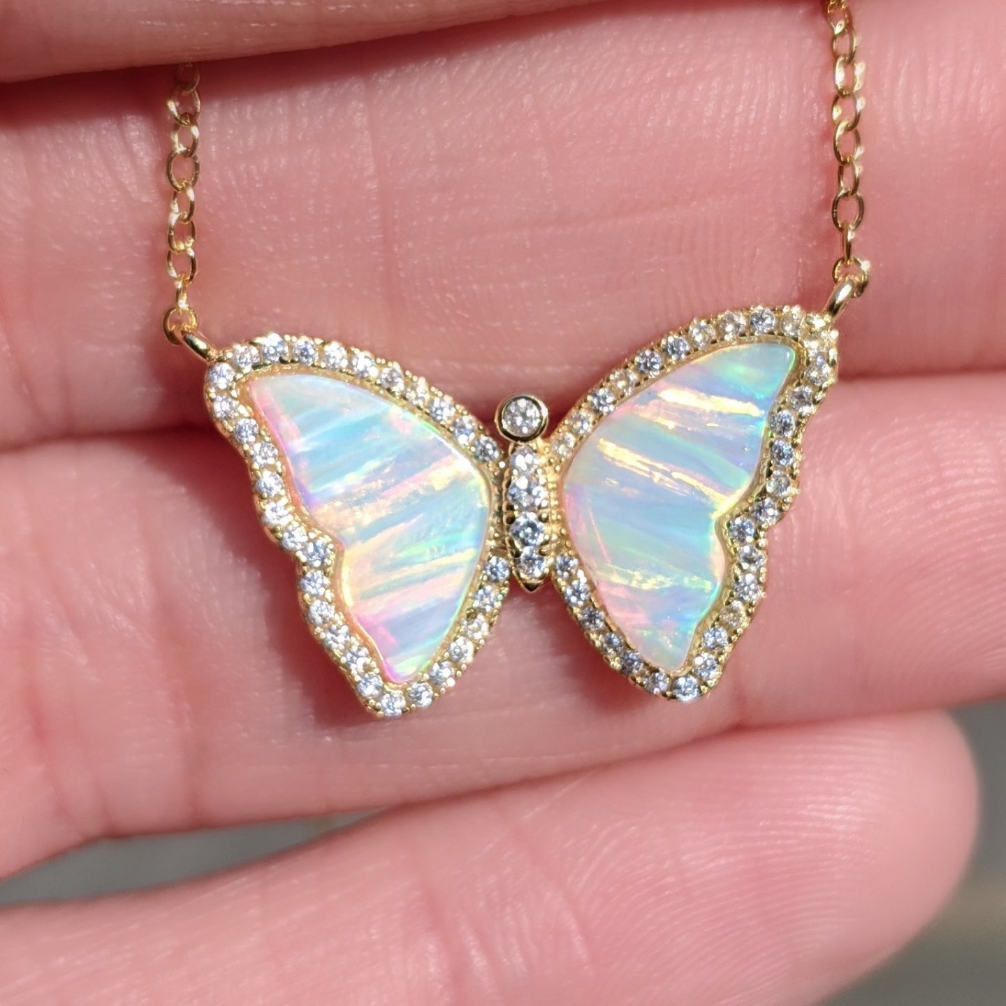 Colour Butterfly' Doublet Opal Necklace - Black Star Opal