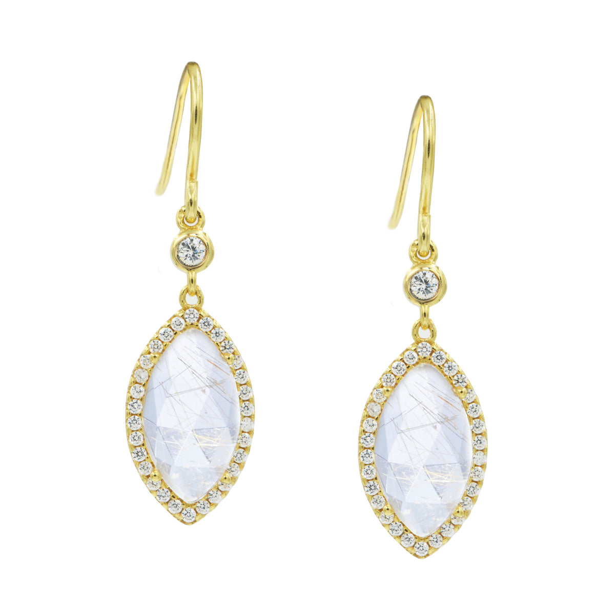 Adina Earrings in Rutilated Quartz Gold