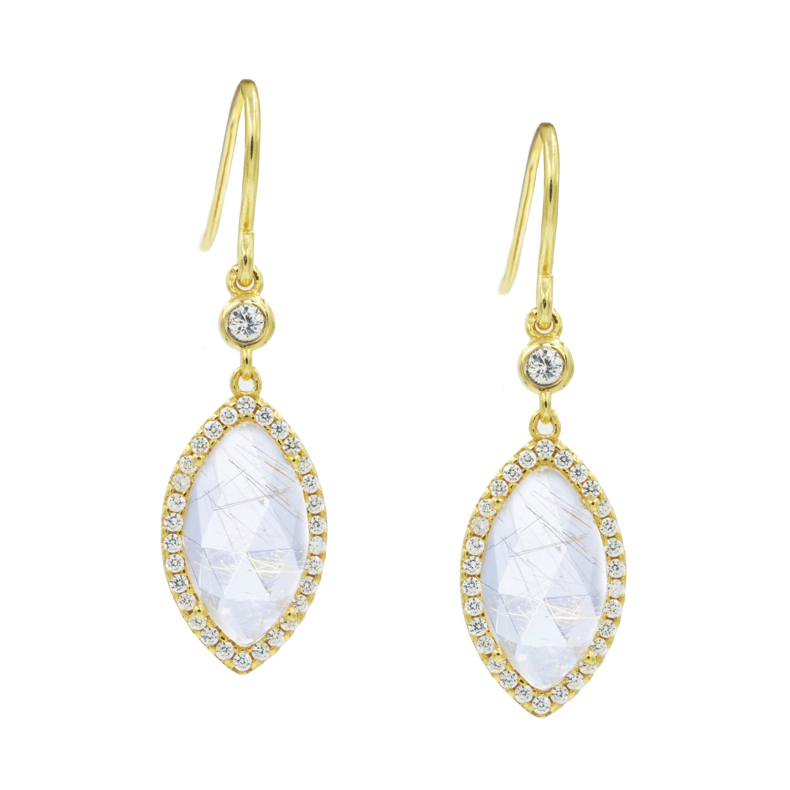 Adina Earrings in Rutilated Quartz Gold