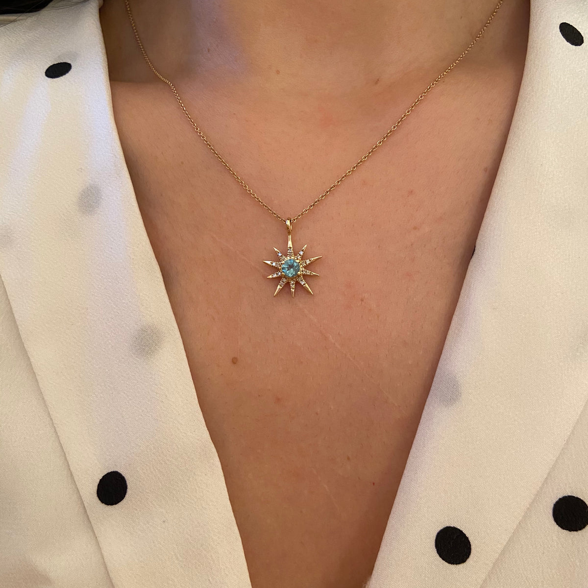 Apatite Star Necklace With Diamonds Lifestyle