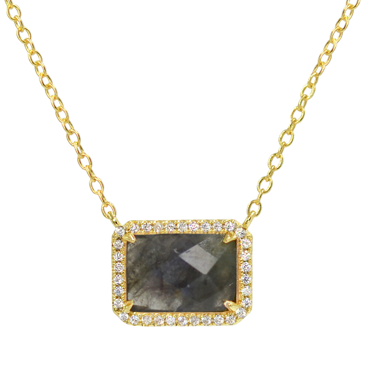 Atiena rectangle gemstone necklace in labradorite and gold