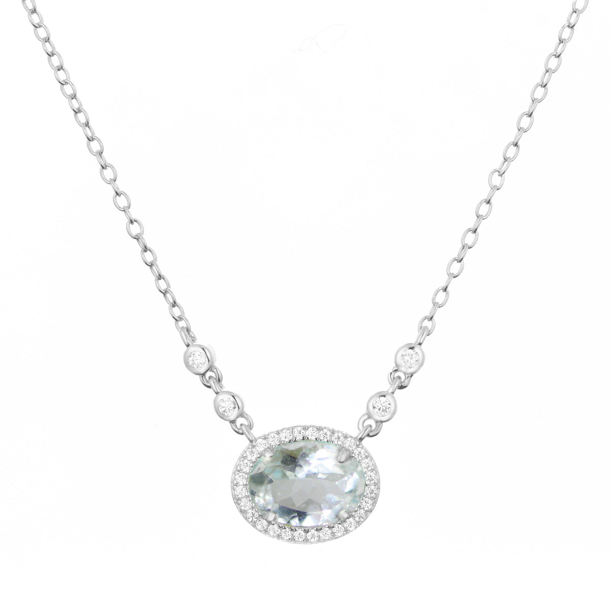 aura aquamarine necklace in silver