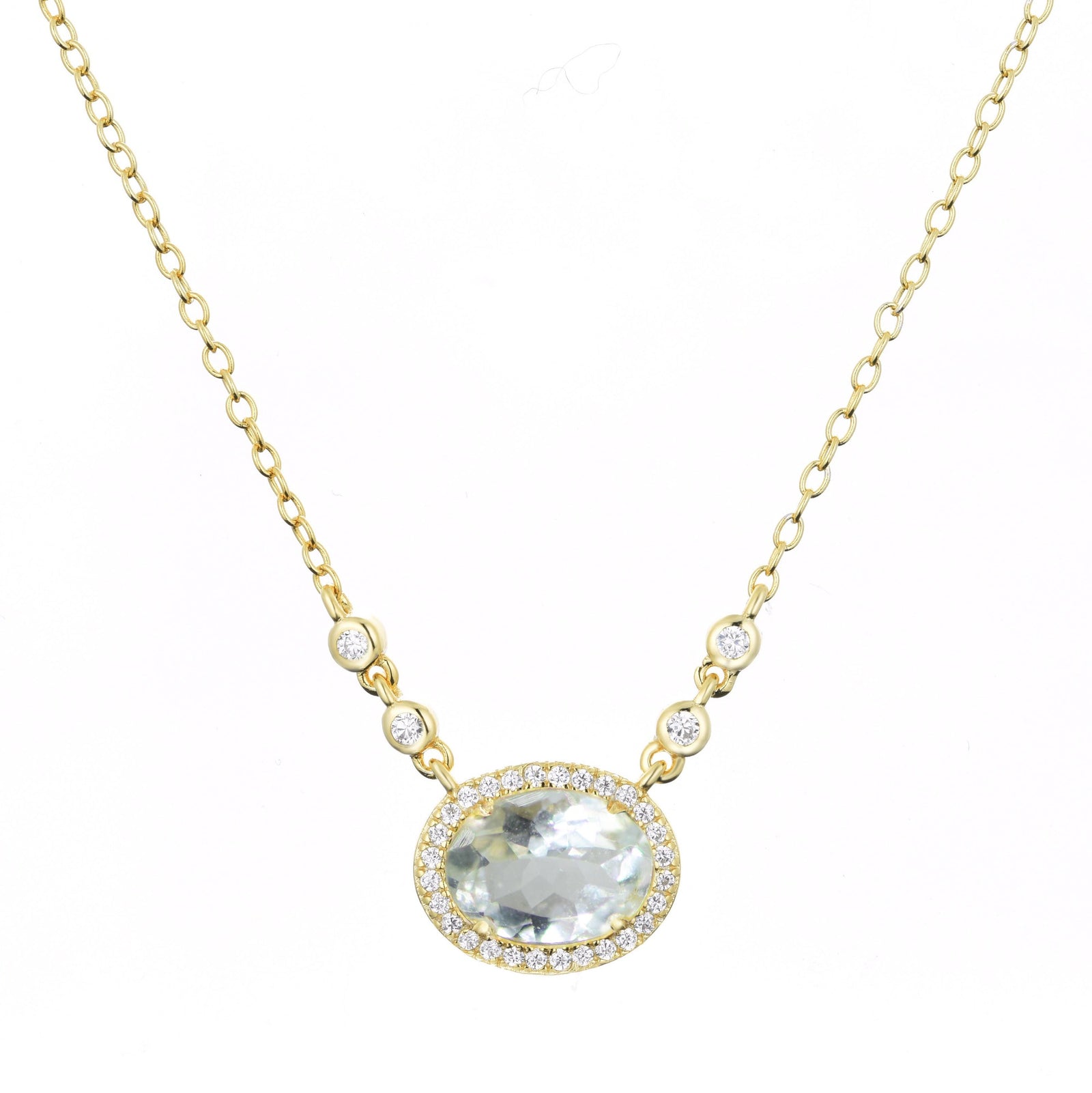 aura aquamarine necklace in gold