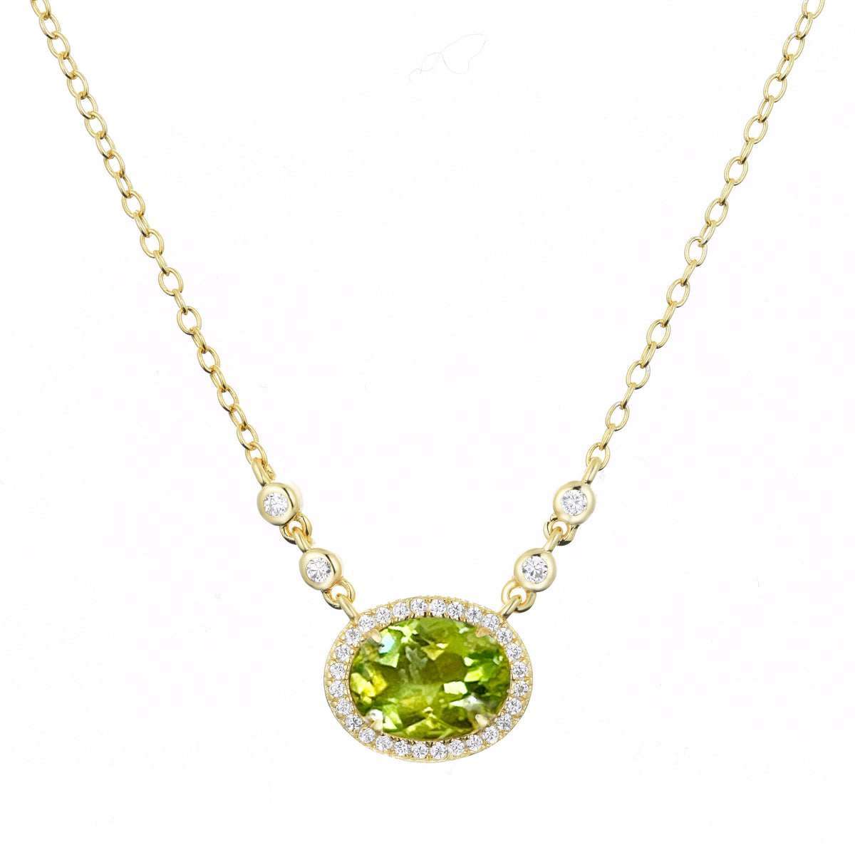 aura drop necklace with peridot gold