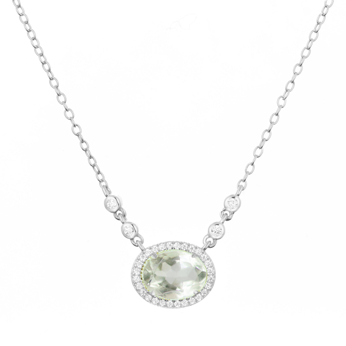 aura green amethyst necklace in silver