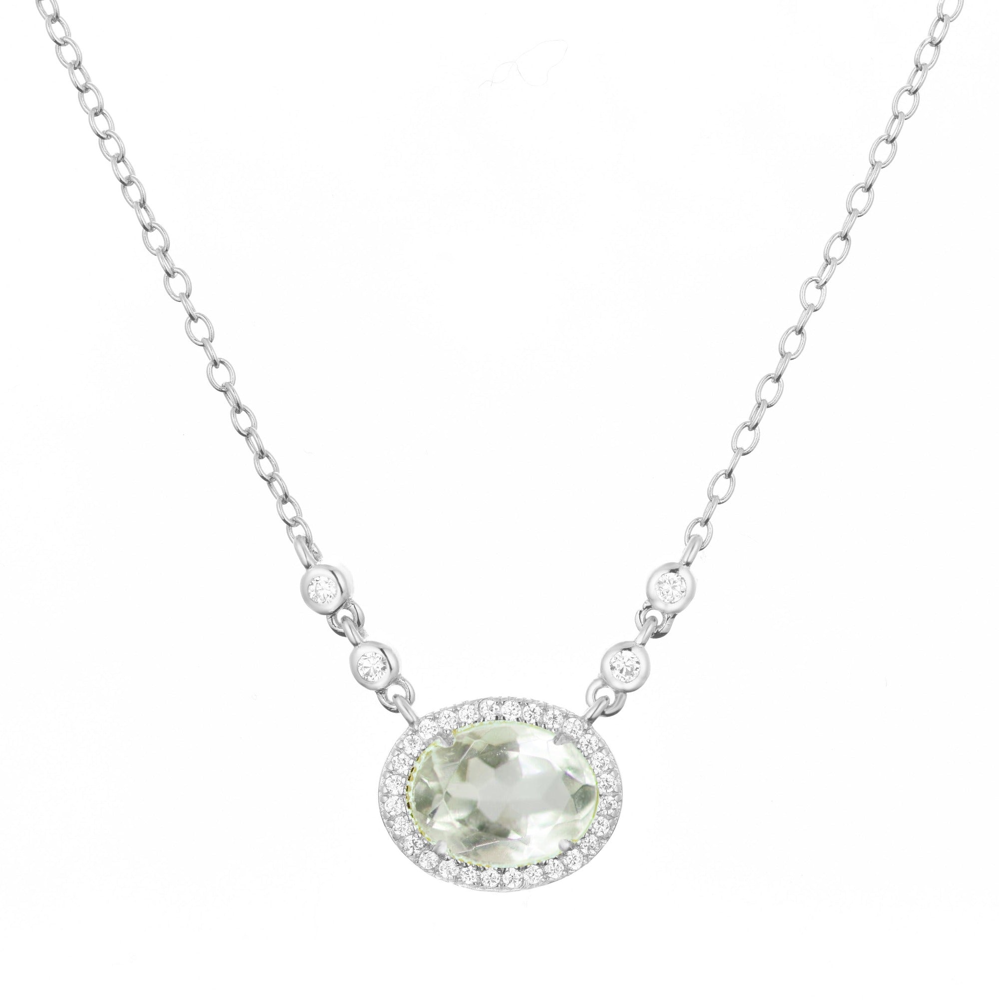 aura green amethyst gemstone necklace in gold