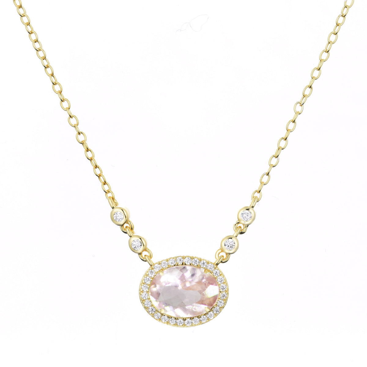 aura drop necklace with morganite gold