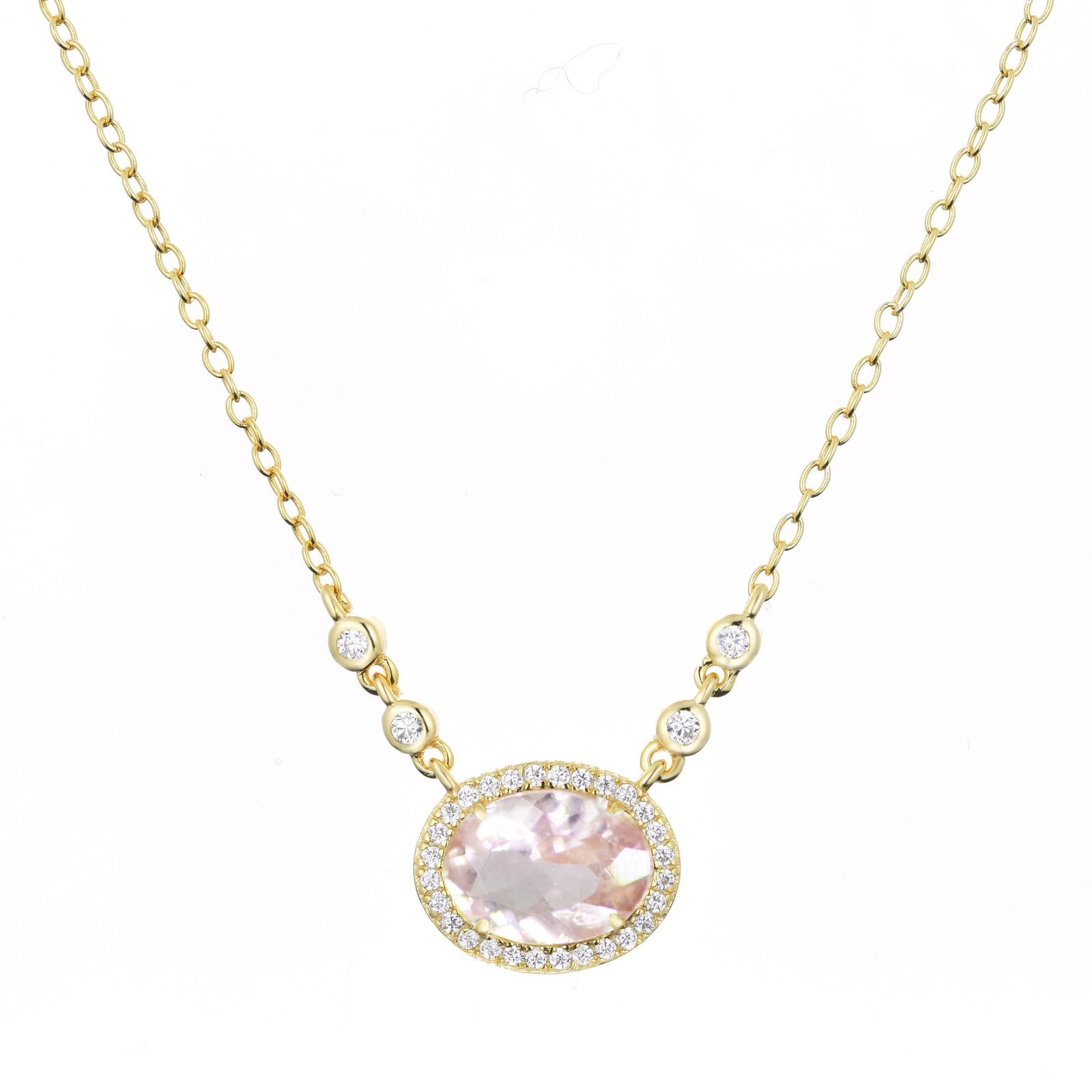 aura drop necklace with morganite gold