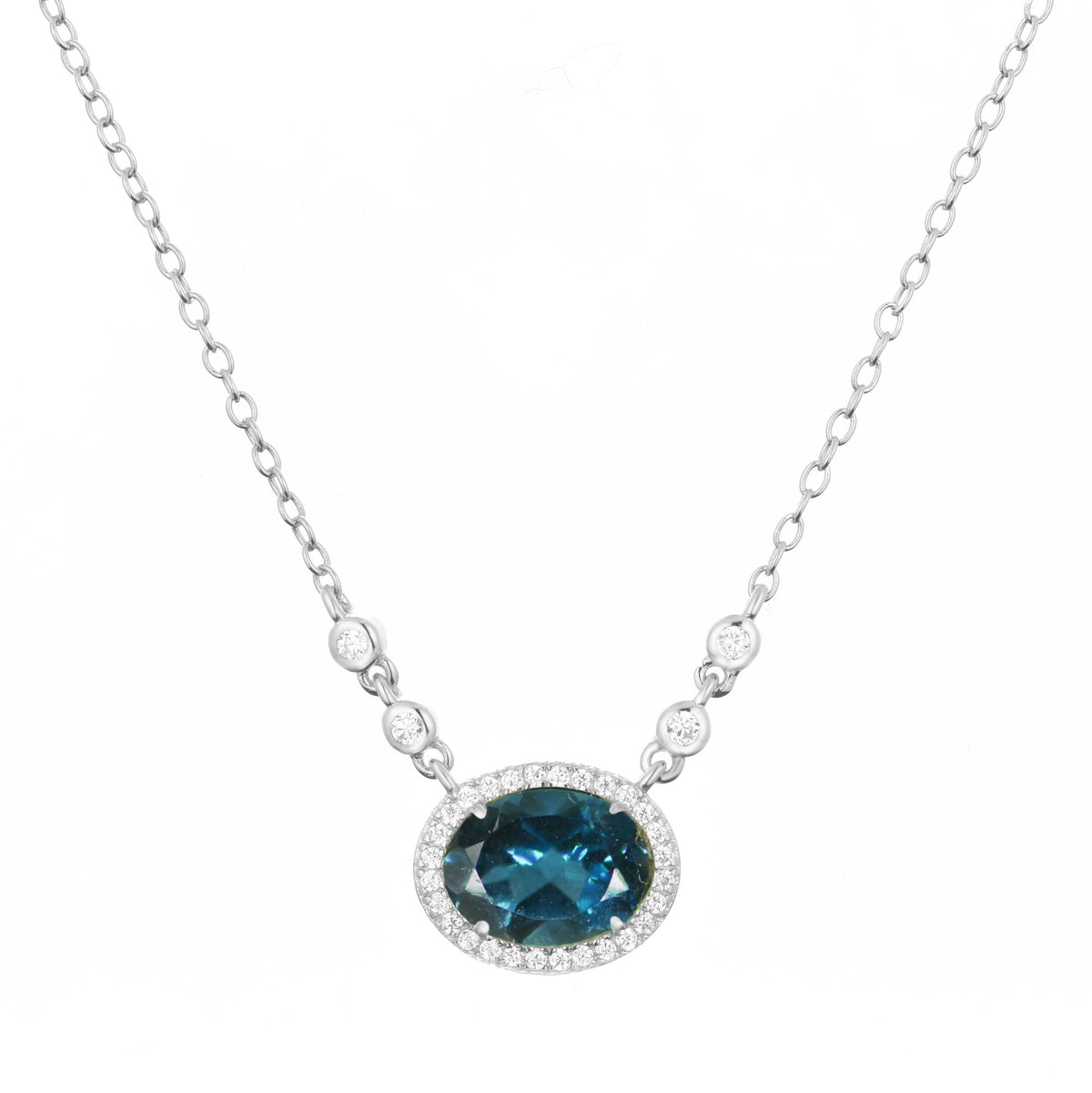 aura london blue topaz necklace in silver