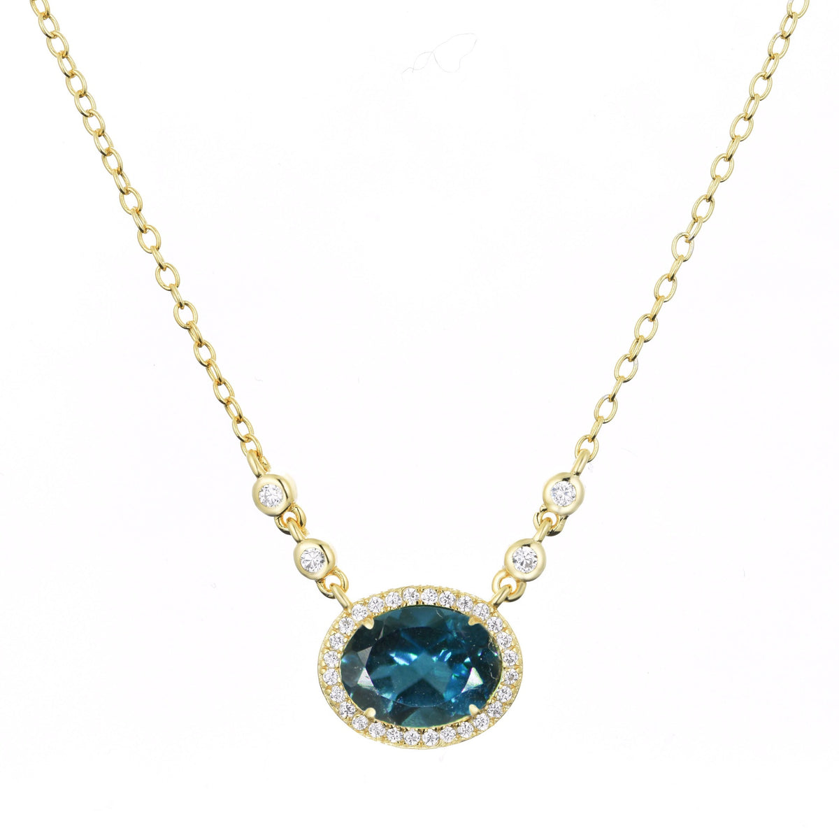 aura london blue topaz gemstone necklace in gold