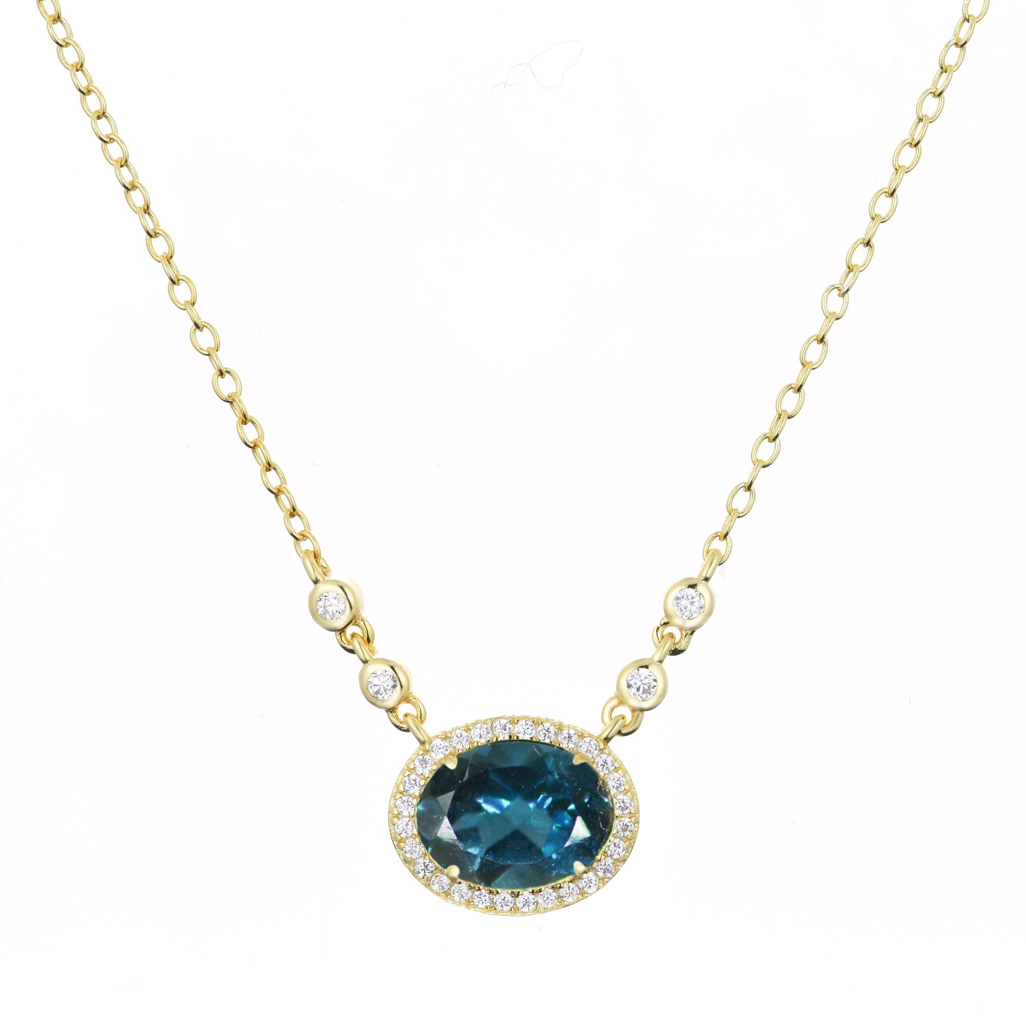 aura london blue topaz gemstone necklace in gold