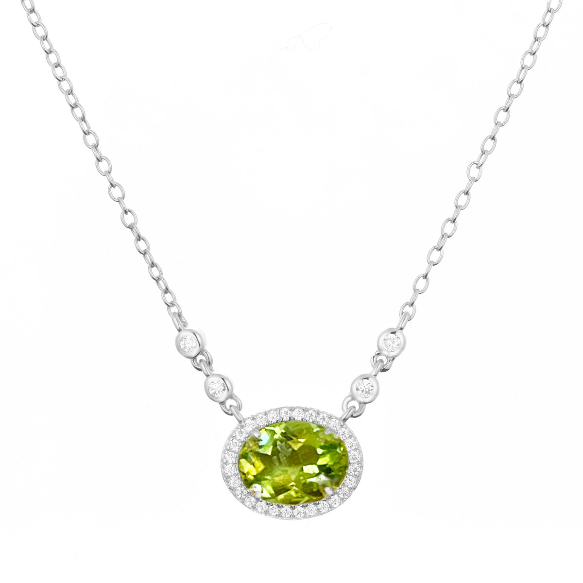 aura drop necklace with peridot silver