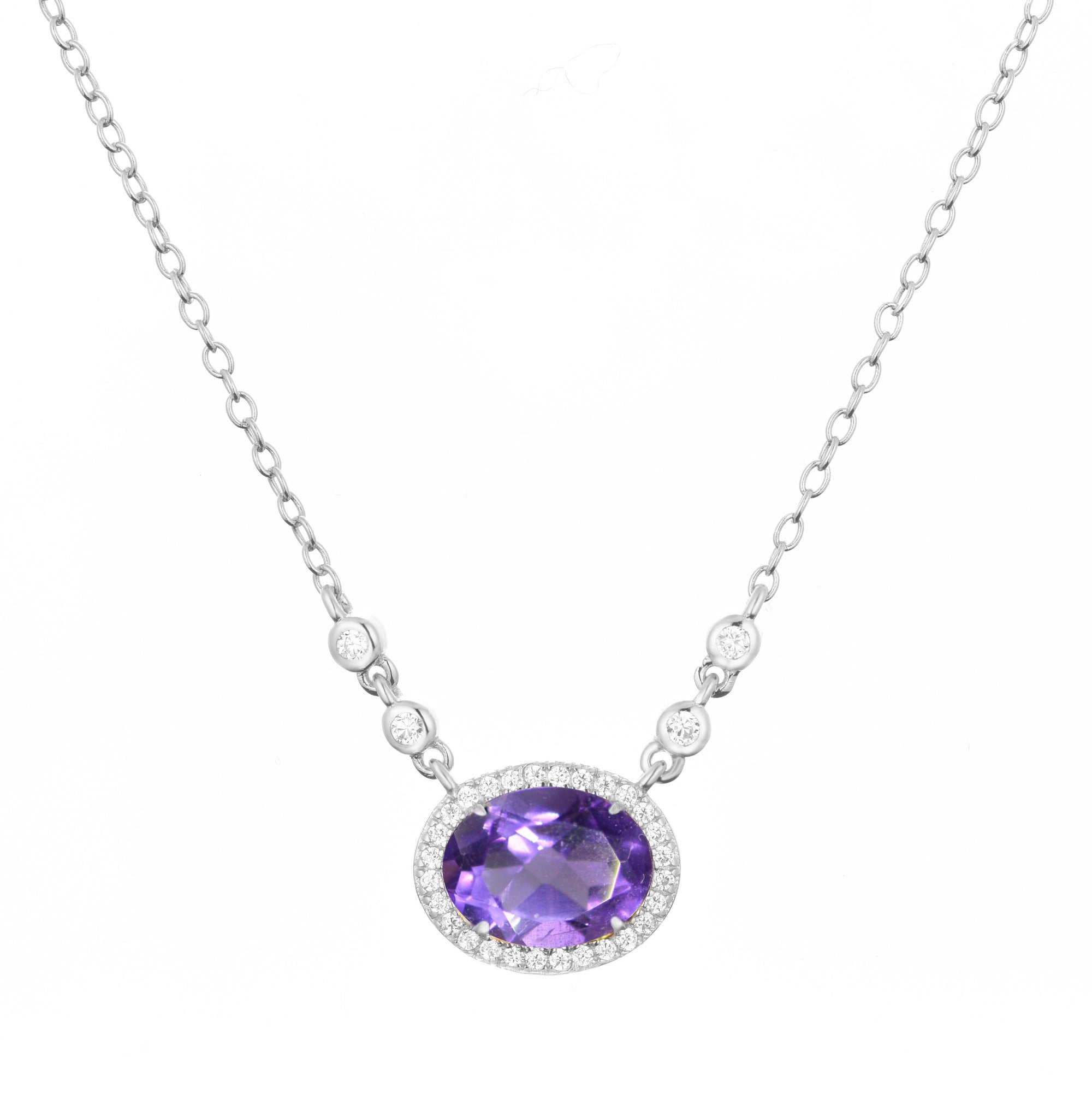 aura purple amethyst gemstone necklace in gold