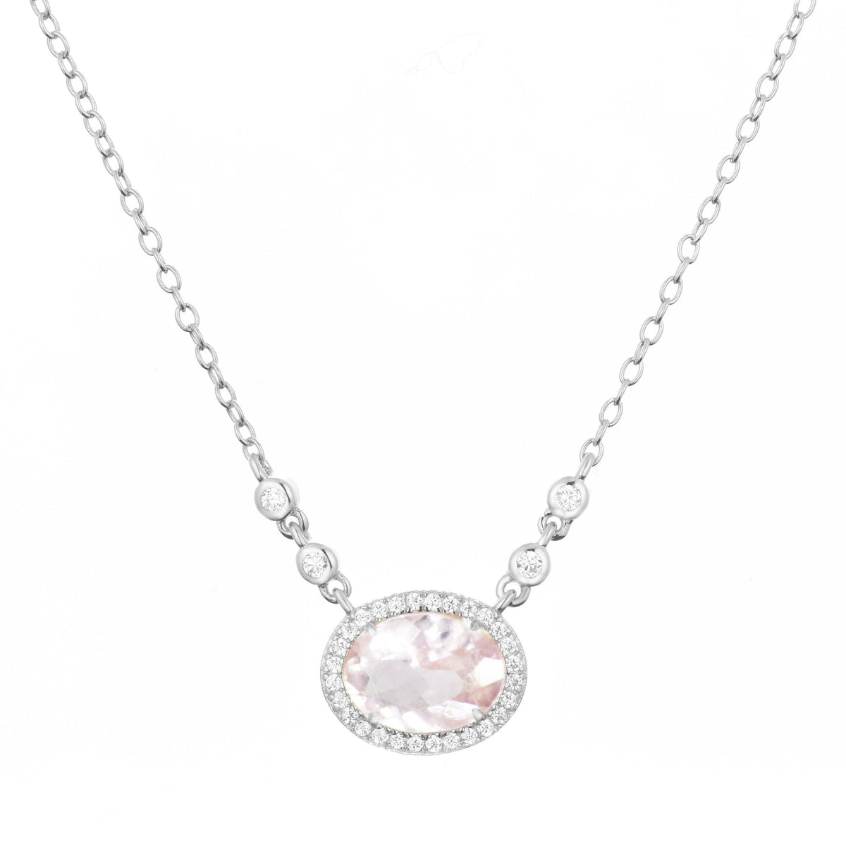 aura morganite drop necklace in silver