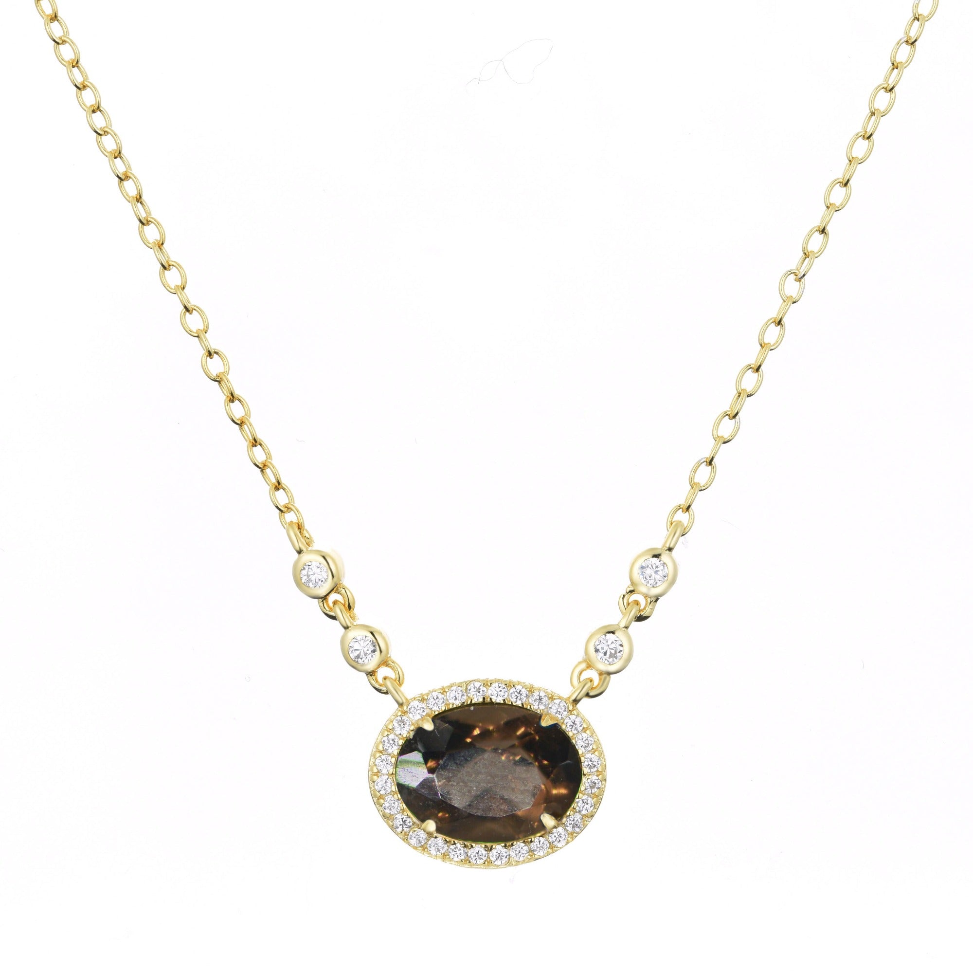aura smoky quartz necklace in gold
