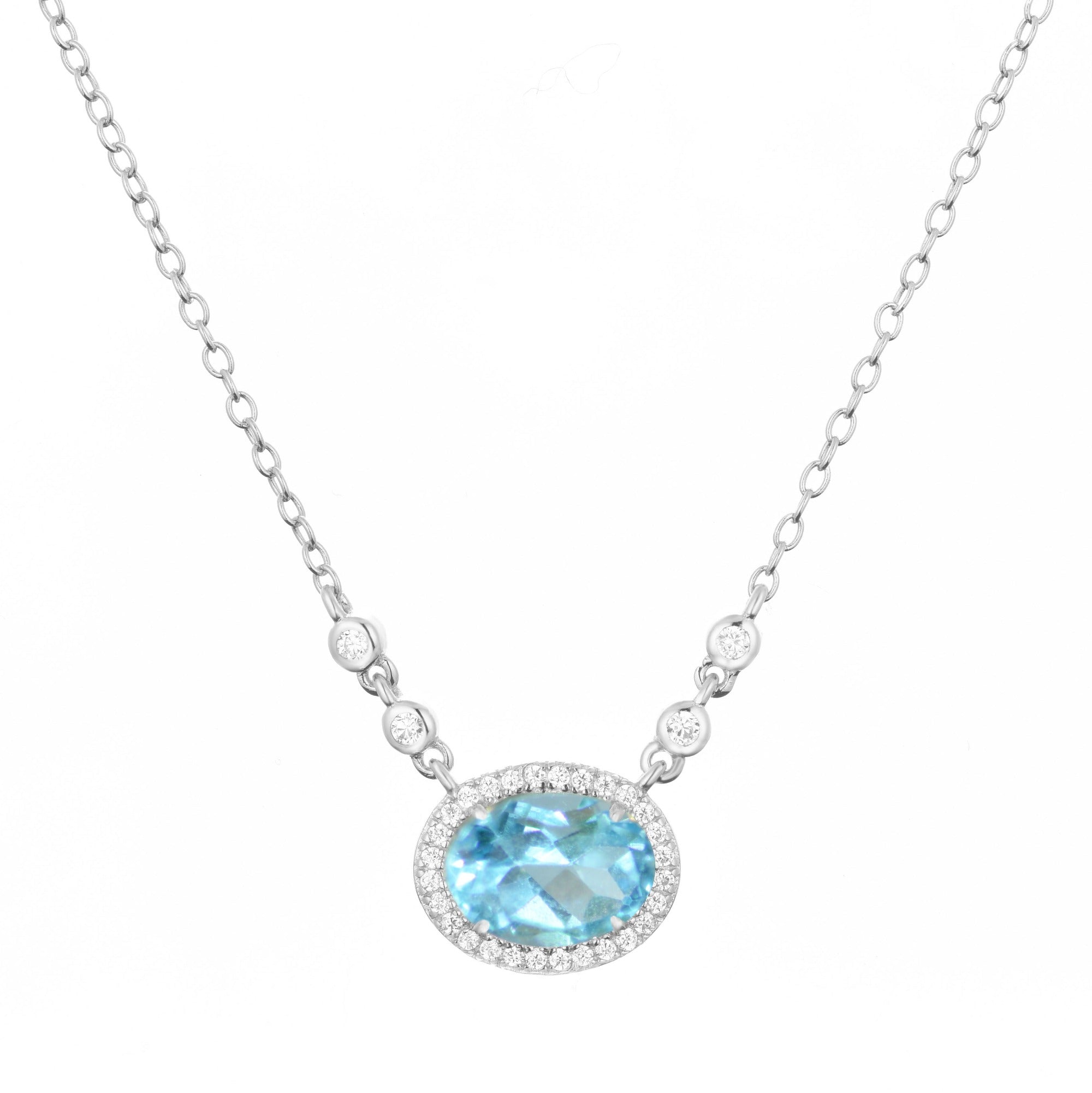 aura swiss blue topaz gemstone necklace in gold
