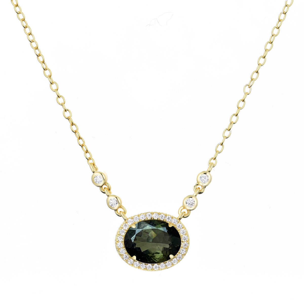 aura tourmaline gemstone necklace dark green