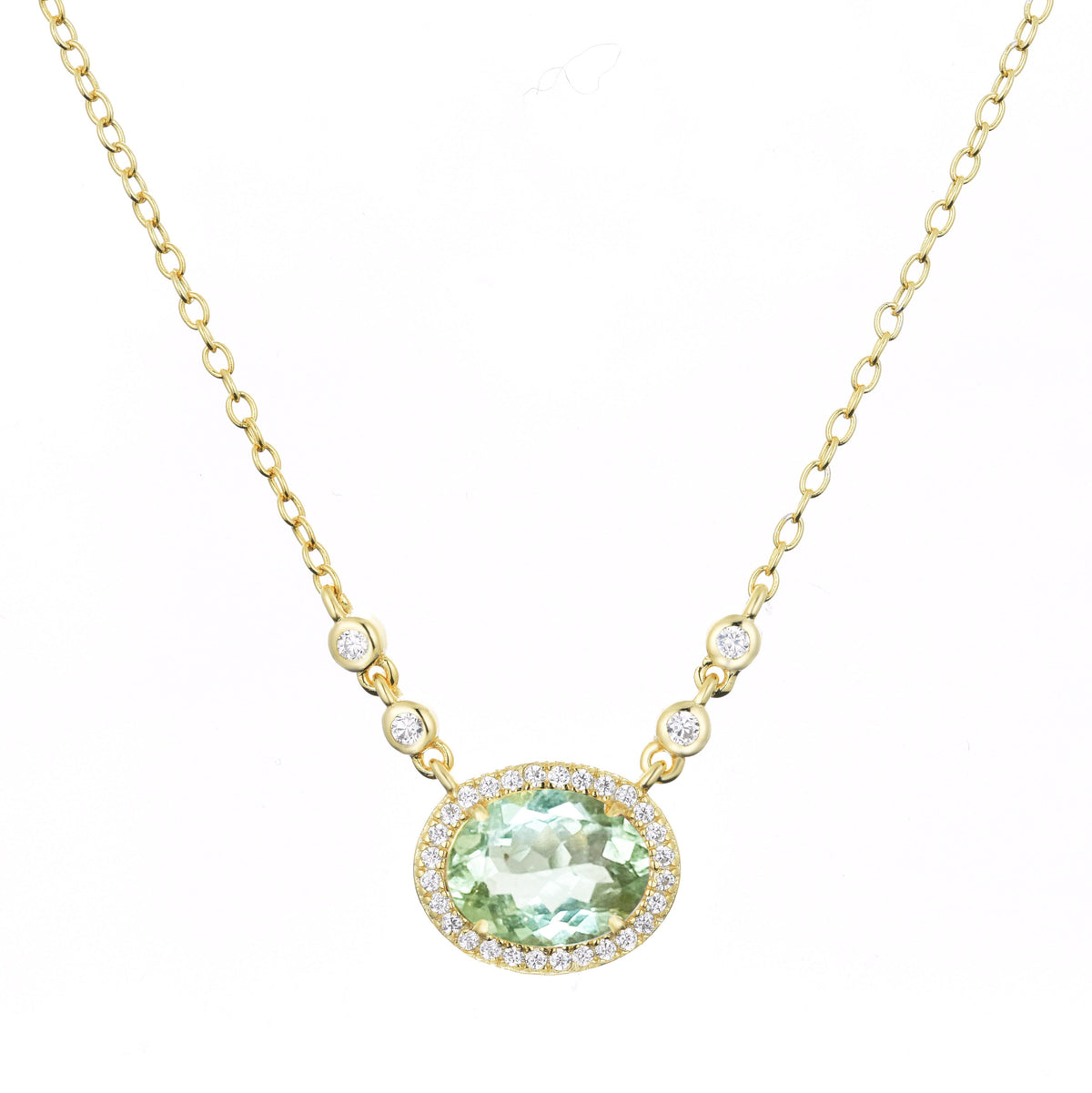 aura tourmaline gemstone necklace light green