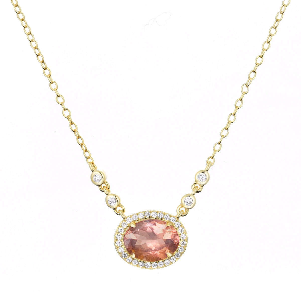 aura tourmaline gemstone necklace peach
