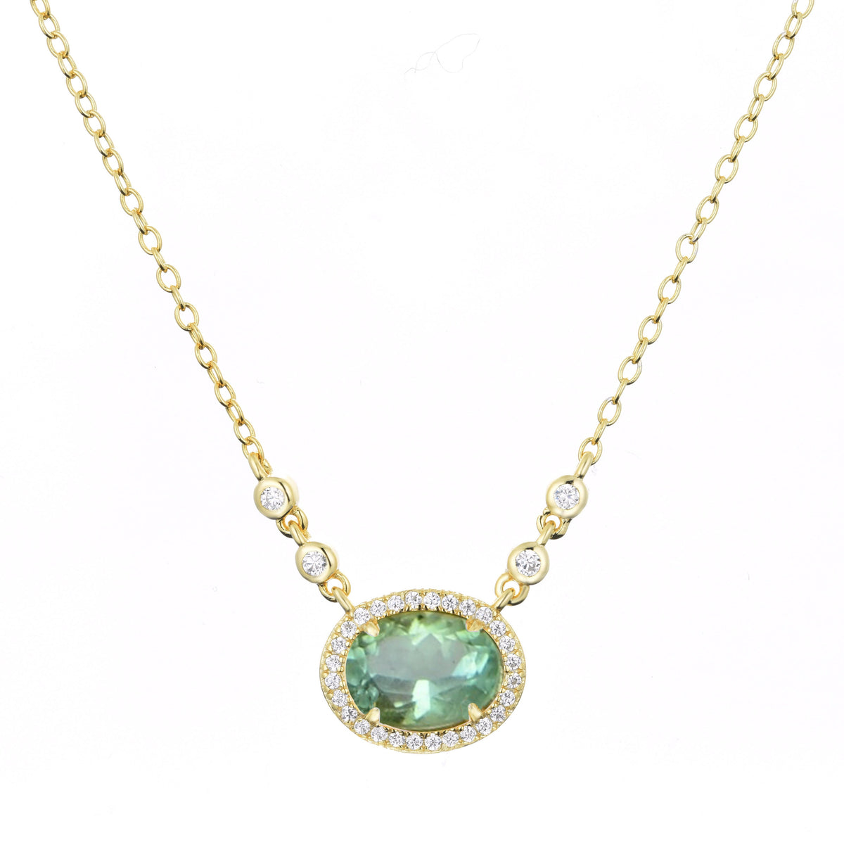 aura tourmaline gemstone necklace gold green