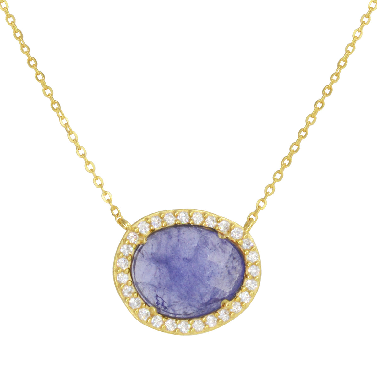 azizi necklace with crystals tanzanite gold