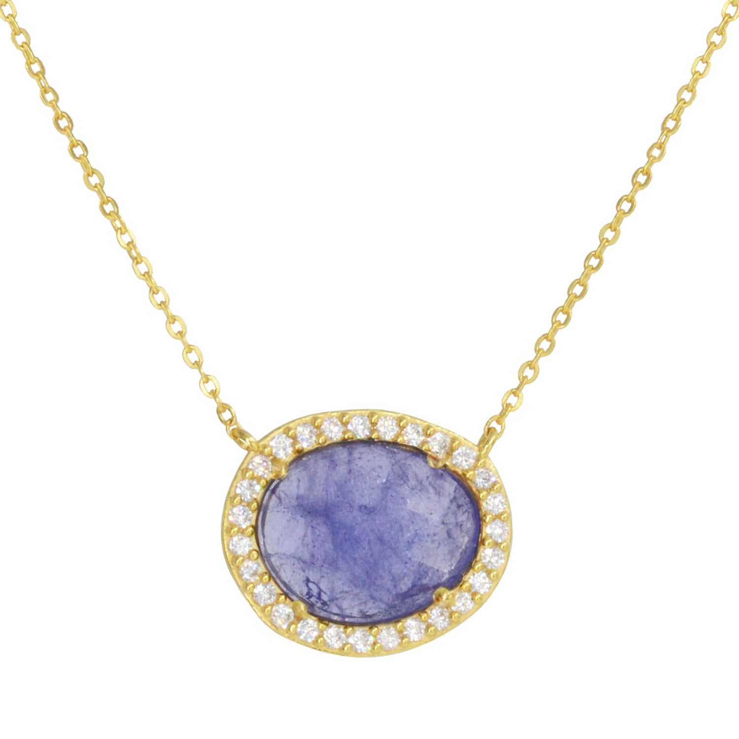 azizi necklace with crystals tanzanite gold