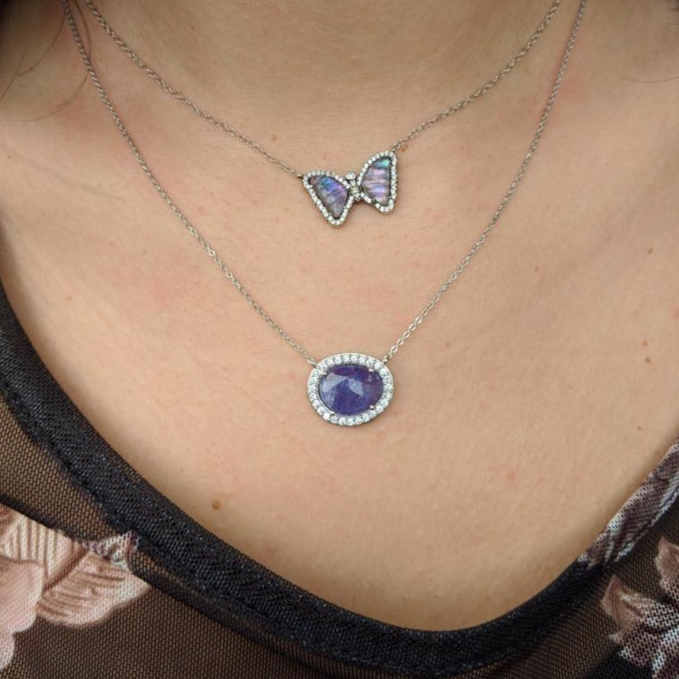 azizi necklace with crystals tanzanite gold