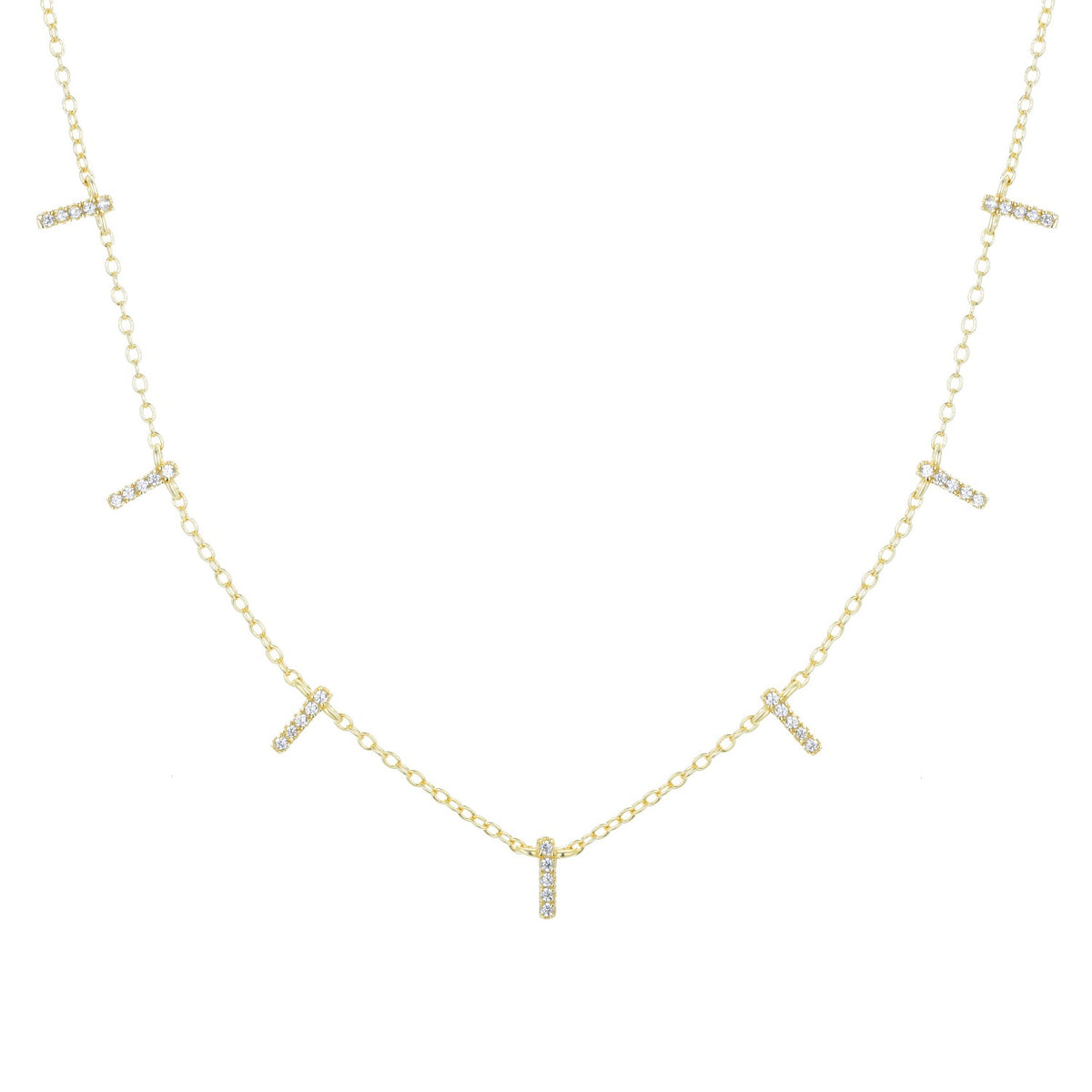 Bar Choker Necklace With Crystals in Gold