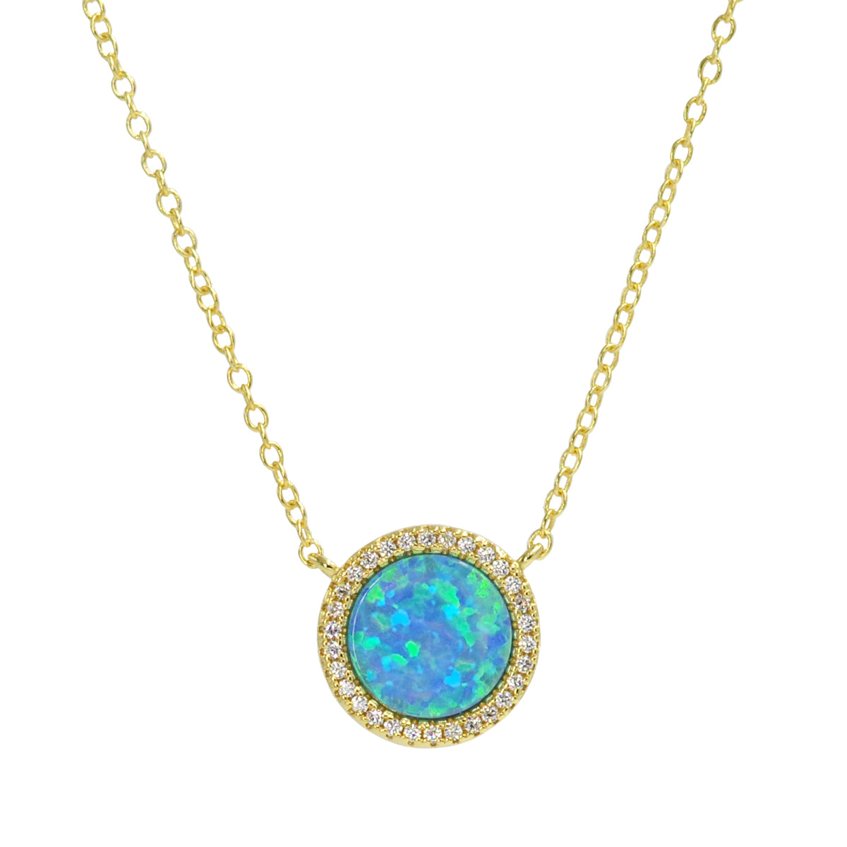 Beacon opal circle necklace with crystals in blue opal and gold