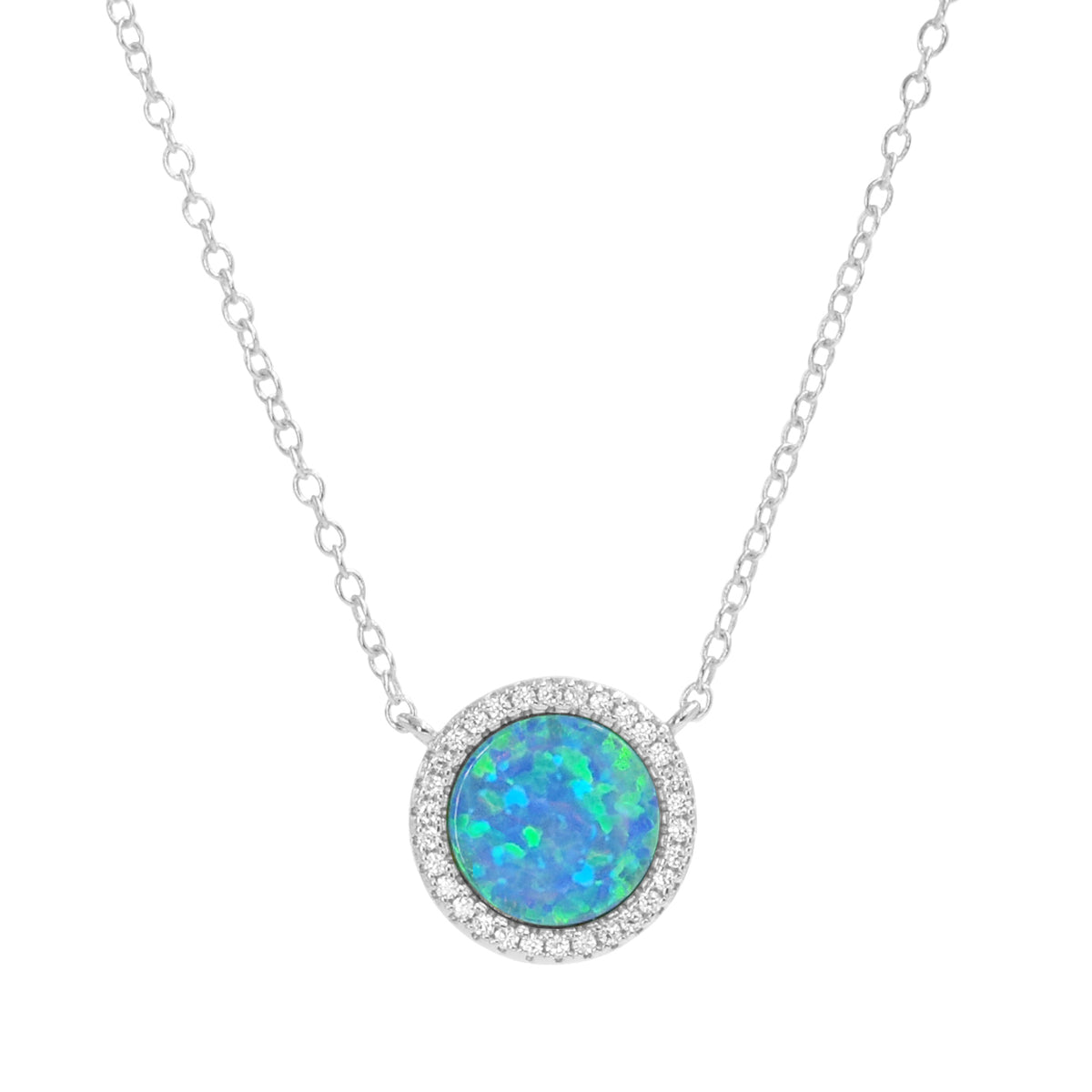 Beacon opal circle necklace with crystals in blue opal and silver