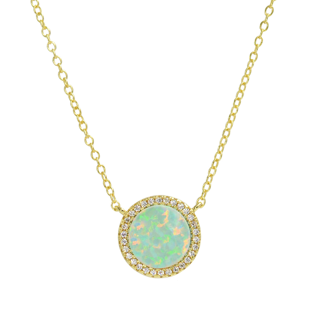 Beacon opal circle necklace with crystals in green opal and gold