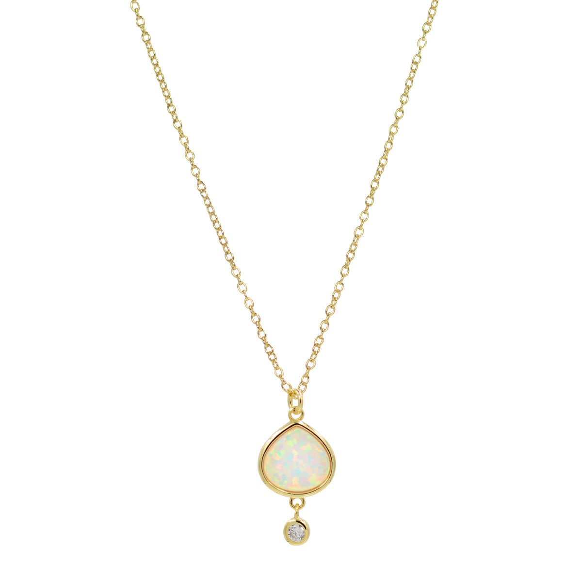 Best Friend white opal pear necklace with crystal drop