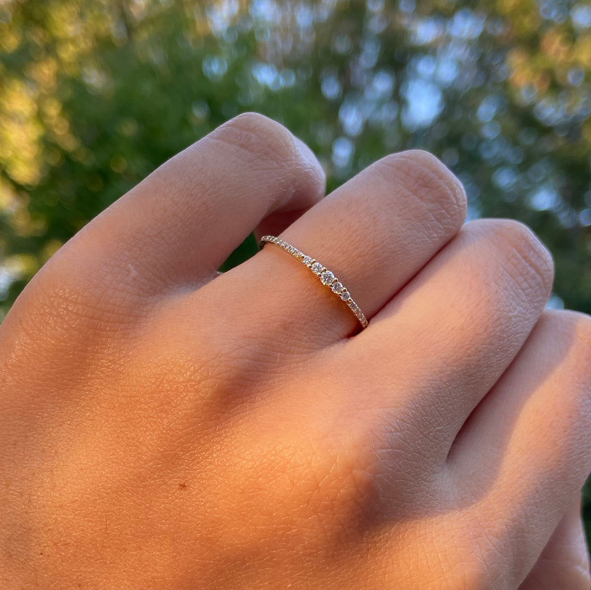 bezelled diamond stacking ring lifestyle