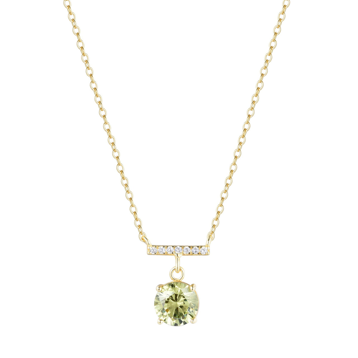birthstone solitaire crystal bar necklace - august peridot
