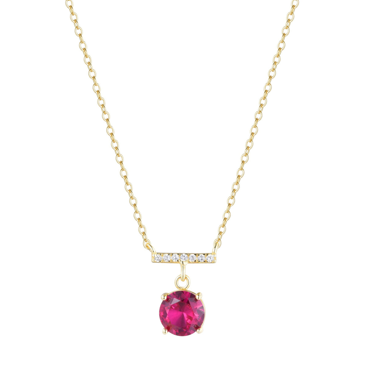 birthstone solitaire crystal bar necklace - july ruby
