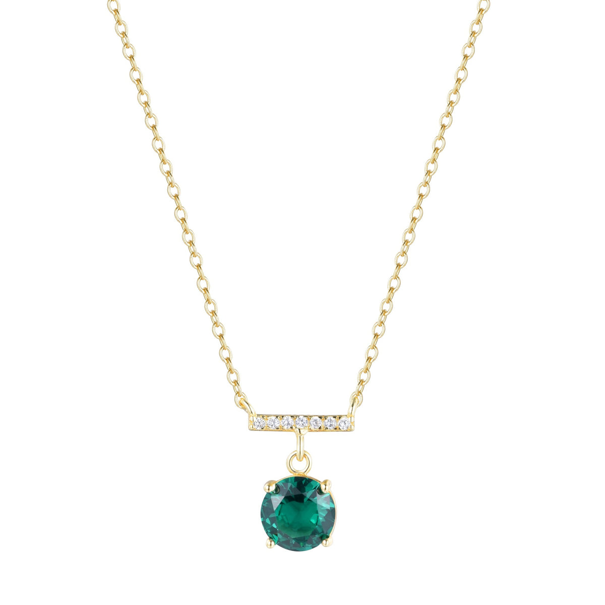 birthstone solitaire crystal bar necklace - may emerald