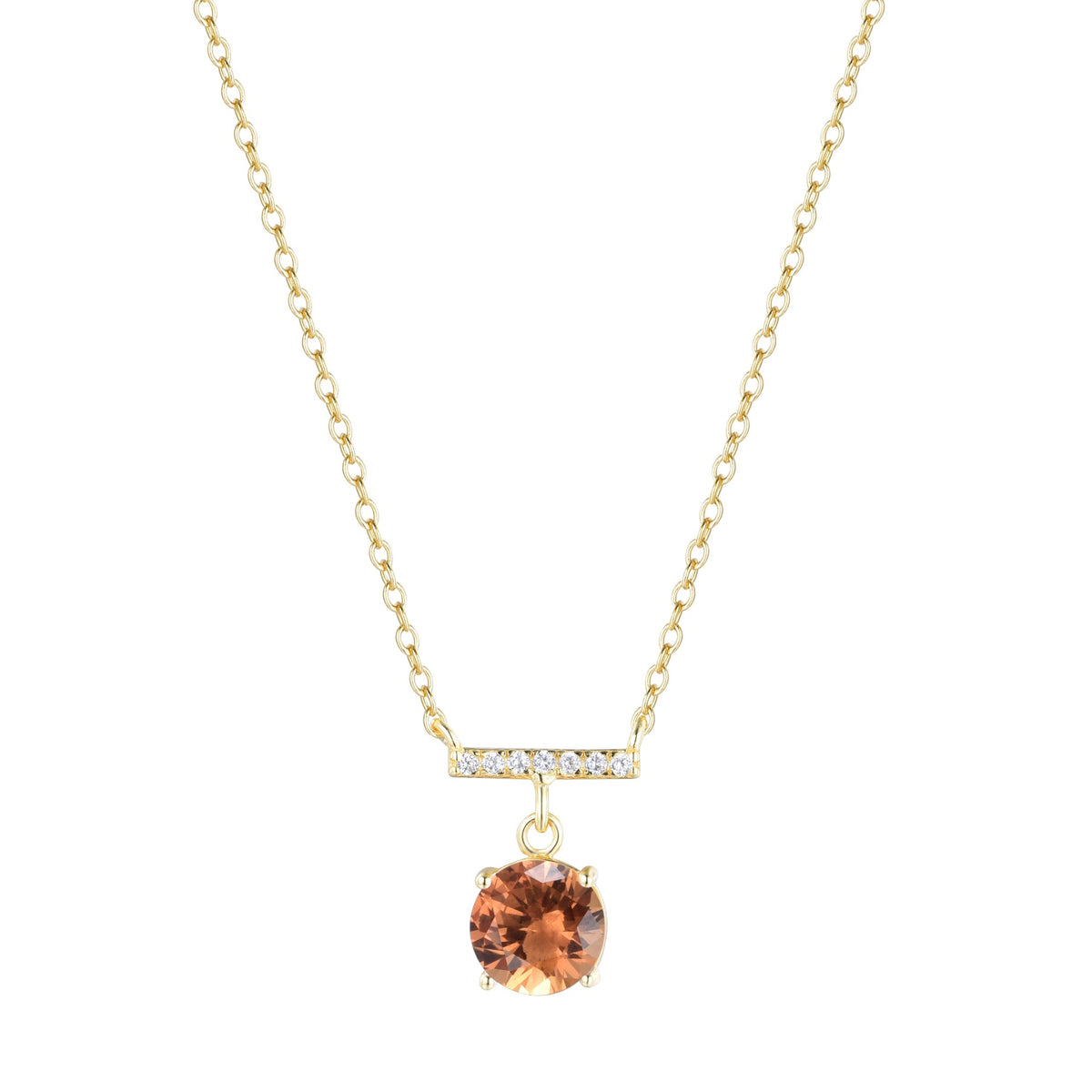 birthstone solitaire and crystal bar necklace - november citrine