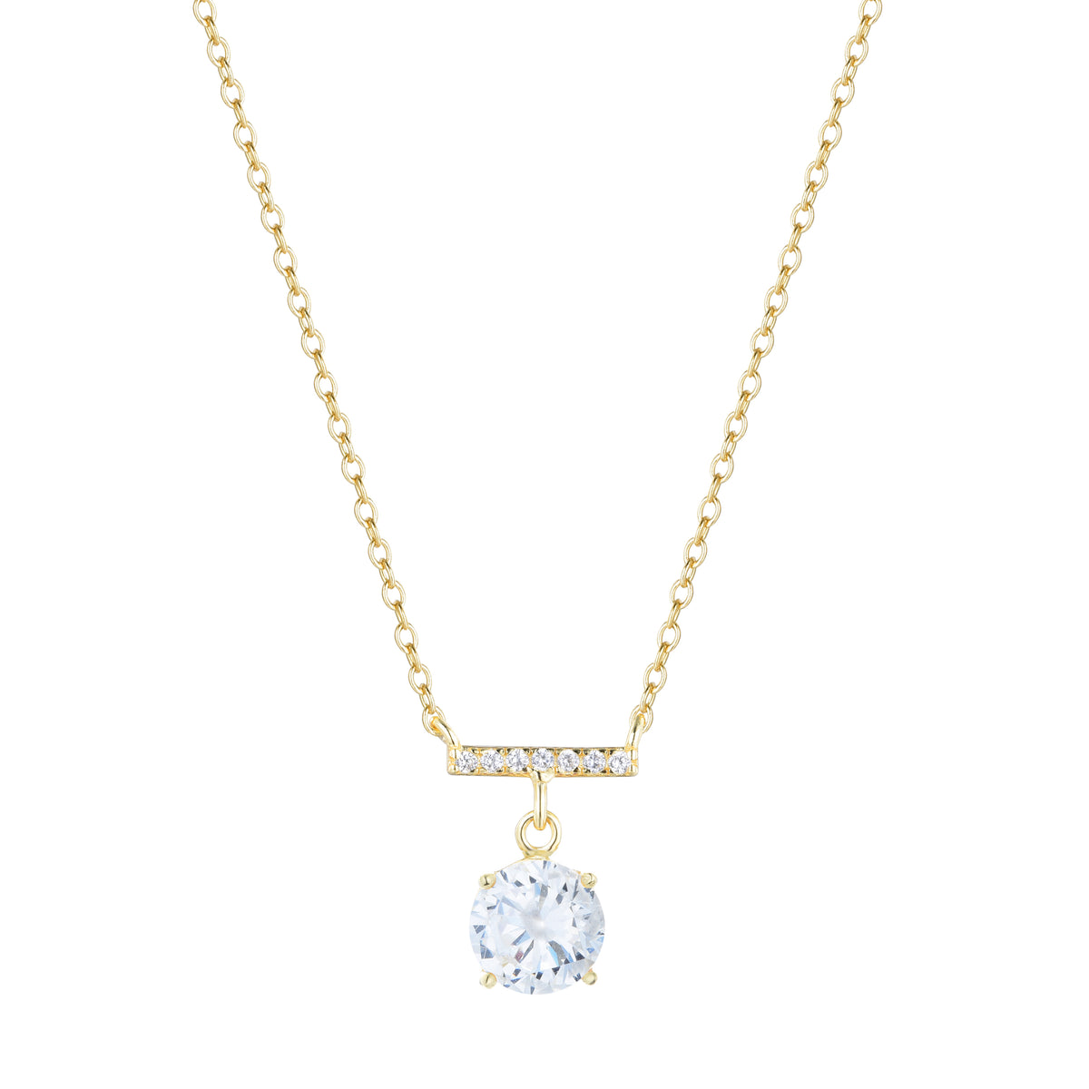 Birthstone Solitaire and Crystal Bar Necklace