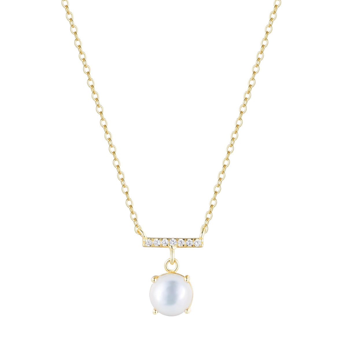 birthstone solitaire crystal bar necklace - june pearl