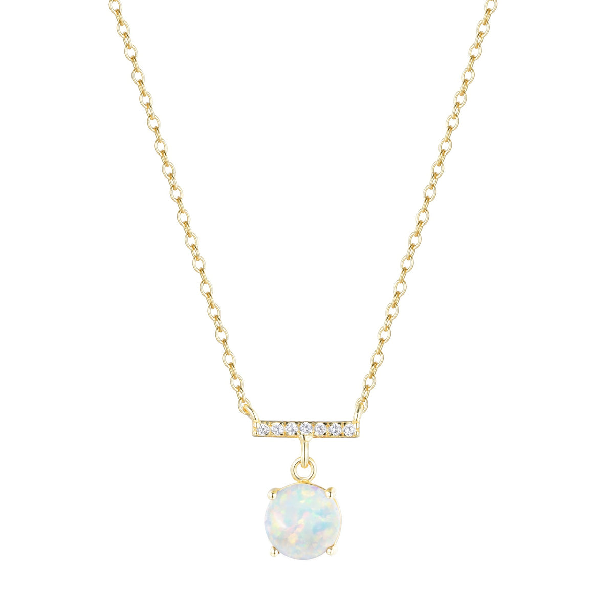 birthstone solitaire and crystal bar necklace - october opal