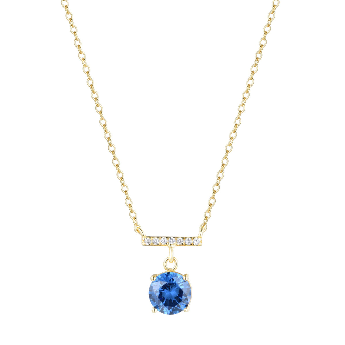 birthstone solitaire and crystal bar necklace - september sapphire