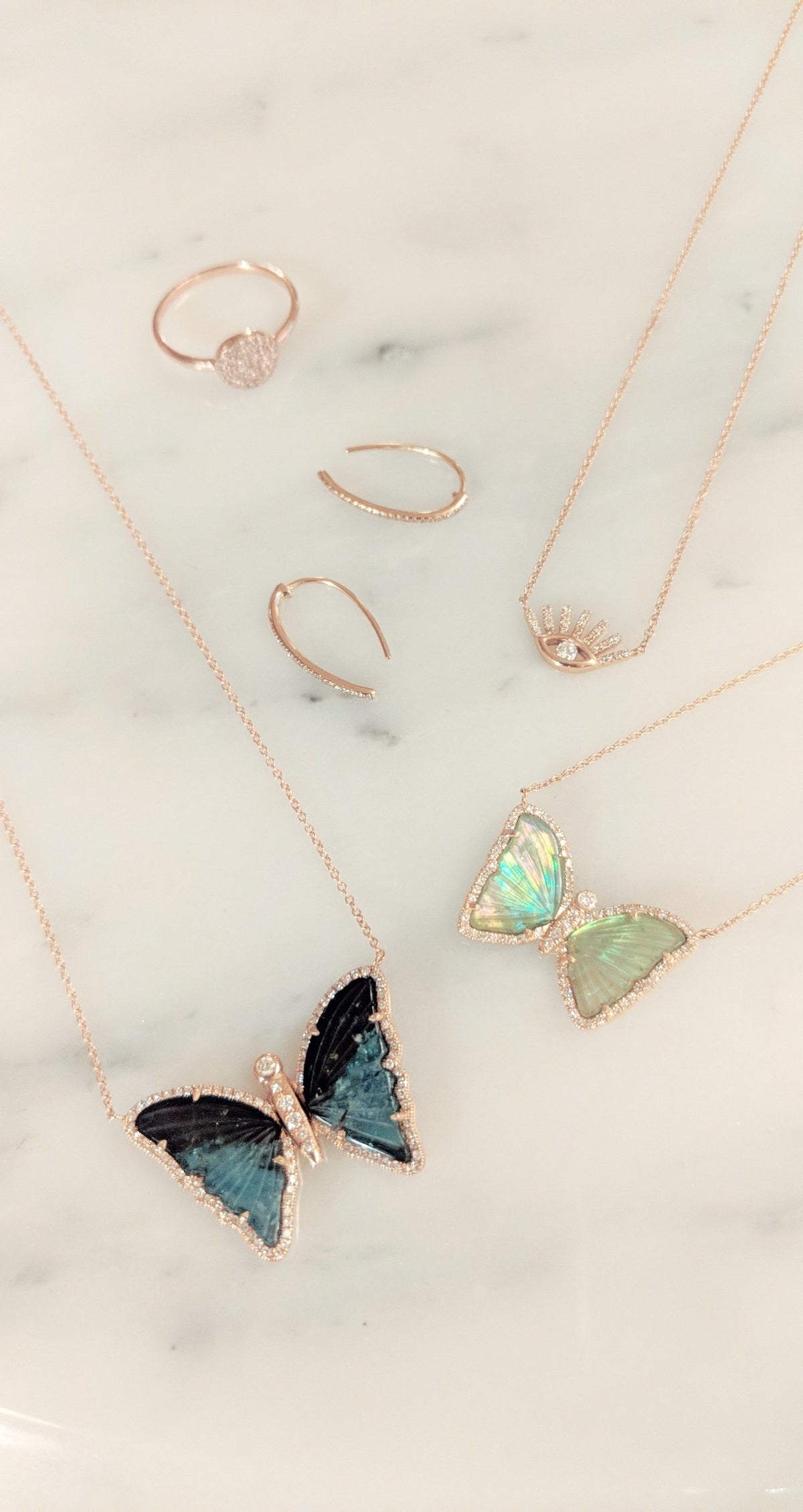 Black and Blue Tourmaline Butterfly Necklace With Diamonds And Jewelry